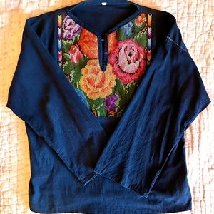 Gorgeous Handmade Guatemalan Chambray Top. M
